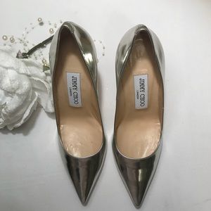 Jimmy Choo Abel Silver Mirror Leather 100mm Pump